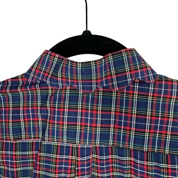 Kiel James Patrick The Original Scallop Oxford Shirt Dress Plaid Blue Red Small - Picture 5 of 10